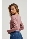 Moodo Tricou roz-praf pentru femei cu mânecă lungă