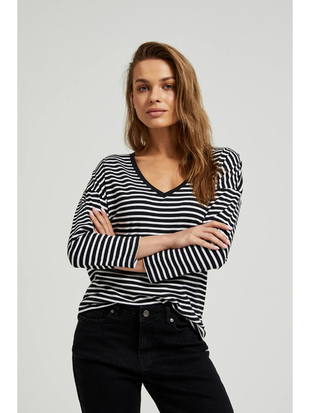 Moodo Tricou negru pentru femei cu mânecă lungă