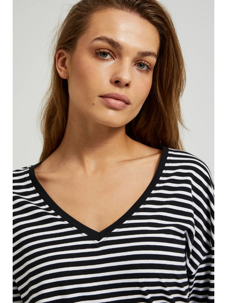Moodo Tricou negru pentru femei cu mânecă lungă