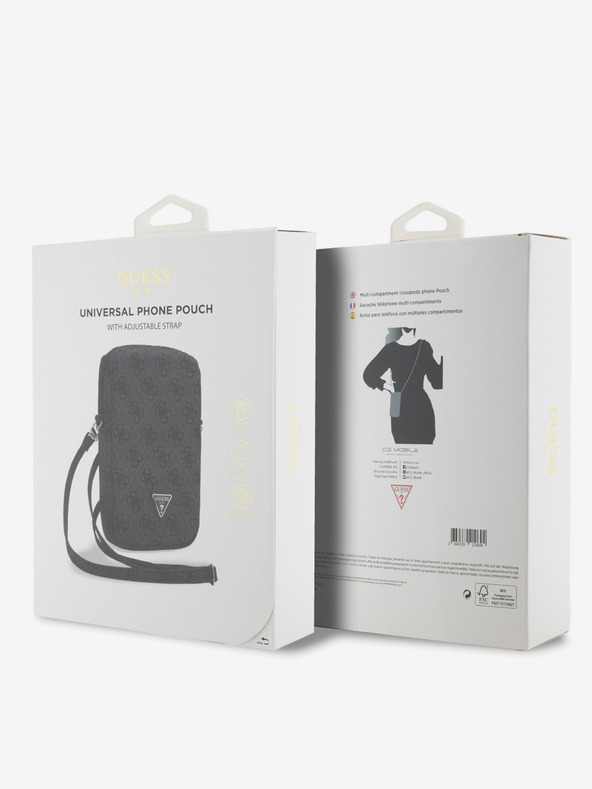 Guess Guess PU 4G Triangle Logo Husă pentru Telefon cu Fermoar Neagră