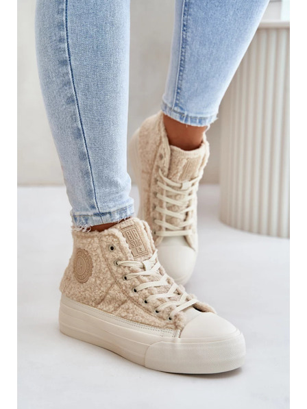 BIG STAR SHOES Adidași căptușiți pentru femei cu blană tip oaie Big Star Bej