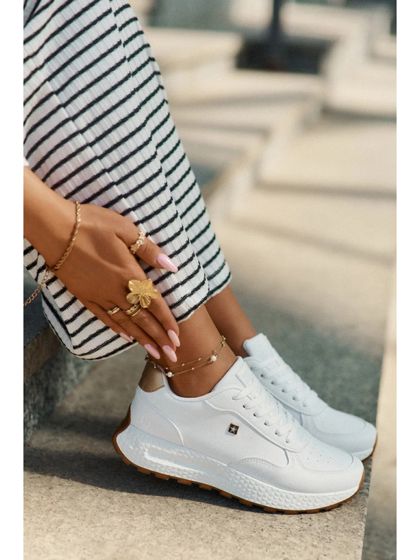 BIG STAR SHOES Pantofi sport eleganți pentru femei Big Star HI-POLY SYSTEM – albi