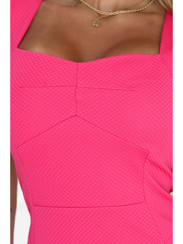 numoco Rochie mini roz neon cu decolteu frumos