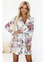 numoco Rochie fluturândă cu imprimeu floral și decolteu încrucișat cu volănașe