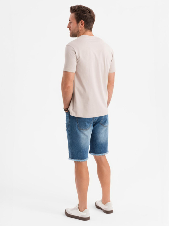 Ombre Clothing Pantaloni scurți din denim pentru bărbați cu găuri și rupturi - albaștri