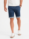 Ombre Clothing Pantaloni scurți din denim pentru bărbați cu manșetă - albastru închis