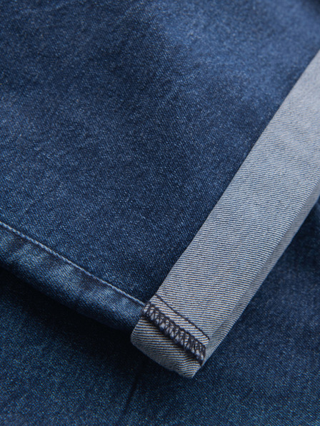 Ombre Clothing Pantaloni scurți din denim pentru bărbați cu manșetă - albastru închis