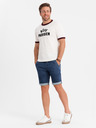 Ombre Clothing Pantaloni scurți din denim pentru bărbați cu manșetă - albastru închis