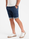 Ombre Clothing Pantaloni scurți din denim pentru bărbați cu manșetă - albastru închis