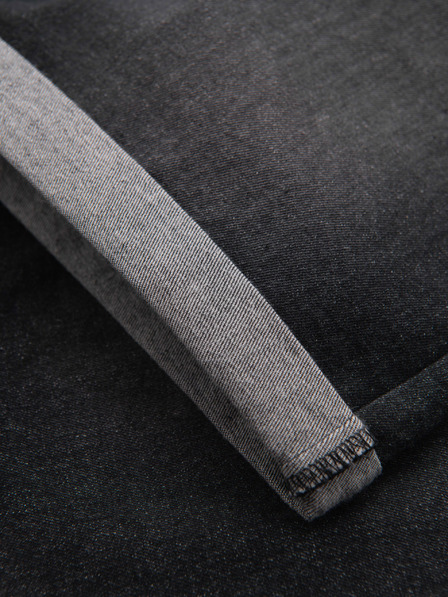 Ombre Clothing Pantaloni scurți din denim pentru bărbați cu manșetă - negri