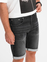 Ombre Clothing Pantaloni scurți din denim pentru bărbați cu manșetă - negri