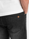 Ombre Clothing Pantaloni scurți din denim pentru bărbați cu manșetă - negri