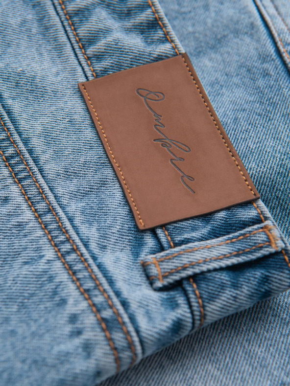 Ombre Clothing Pantaloni scurți din denim pentru bărbați cu găuri și rupturi - albastru deschis