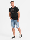 Ombre Clothing Pantaloni scurți din denim pentru bărbați cu găuri și rupturi - albastru deschis