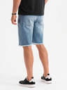 Ombre Clothing Pantaloni scurți din denim pentru bărbați cu găuri și rupturi - albastru deschis