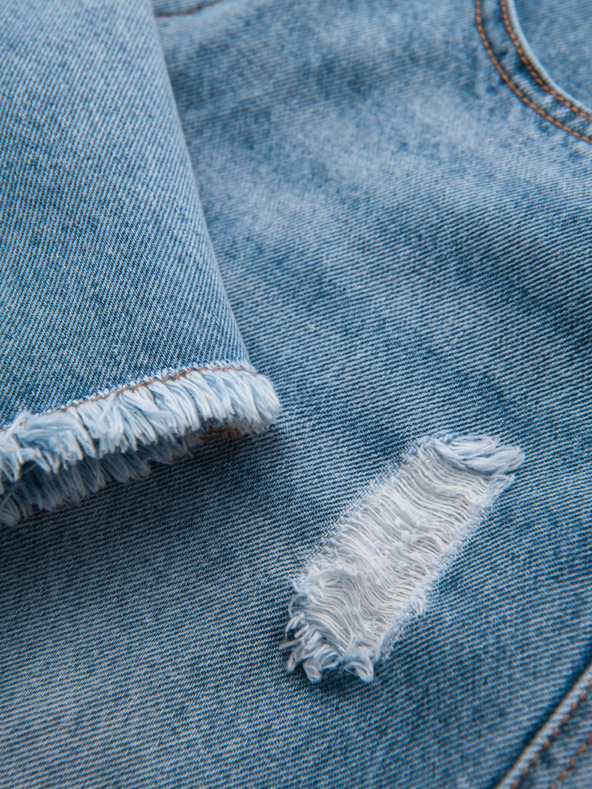 Ombre Clothing Pantaloni scurți din denim pentru bărbați cu găuri și rupturi - albastru deschis