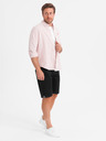 Ombre Clothing Pantaloni scurți chino clasici pentru bărbați cu manșetă - negri