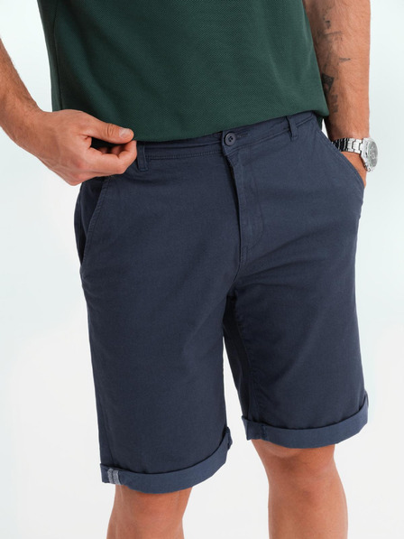Ombre Clothing Pantaloni scurți chino clasici pentru bărbați cu manșetă - albastru închis