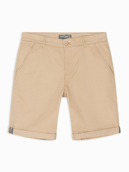 Ombre Clothing Pantaloni scurți chino clasici bărbătești cu tiv răsfrânt - bej