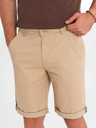 Ombre Clothing Pantaloni scurți chino clasici bărbătești cu tiv răsfrânt - bej