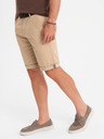 Ombre Clothing Pantaloni scurți chino clasici bărbătești cu tiv răsfrânt - bej