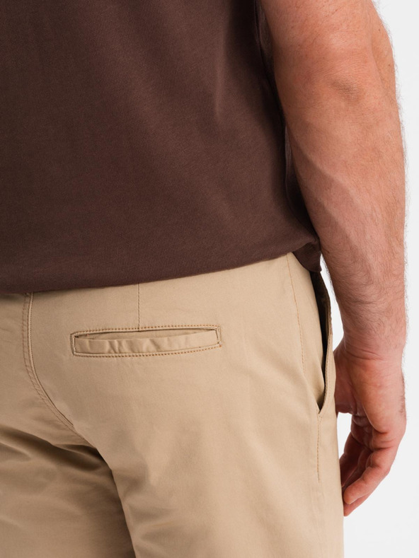 Ombre Clothing Pantaloni scurți chino clasici bărbătești cu tiv răsfrânt - bej