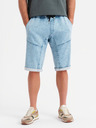 Ombre Clothing Pantaloni scurți din denim bărbătești cu cusături decorative - albastru deschis