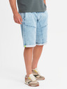 Ombre Clothing Pantaloni scurți din denim bărbătești cu cusături decorative - albastru deschis