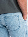 Ombre Clothing Pantaloni scurți din denim bărbătești cu cusături decorative - albastru deschis