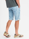 Ombre Clothing Pantaloni scurți din denim bărbătești cu cusături decorative - albastru deschis