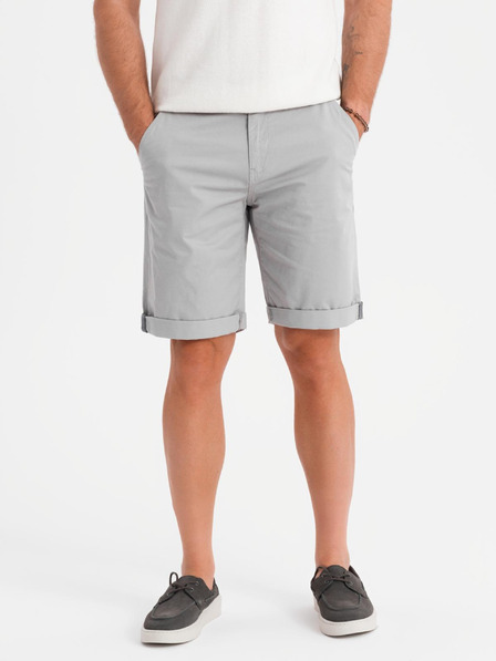 Ombre Clothing Pantaloni scurți chino clasici bărbătești cu tiv răsfrânt - gri