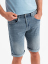 Ombre Clothing Pantaloni scurți din denim bărbătești cu tiv răsfrânt - albastru deschis
