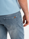 Ombre Clothing Pantaloni scurți din denim bărbătești cu tiv răsfrânt - albastru deschis