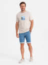 Ombre Clothing Pantaloni scurți din denim bărbătești cu tiv răsfrânt - albastru deschis