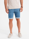 Ombre Clothing Pantaloni scurți din denim bărbătești cu tiv răsfrânt - albastru deschis