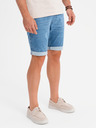 Ombre Clothing Pantaloni scurți din denim bărbătești cu tiv răsfrânt - albastru deschis