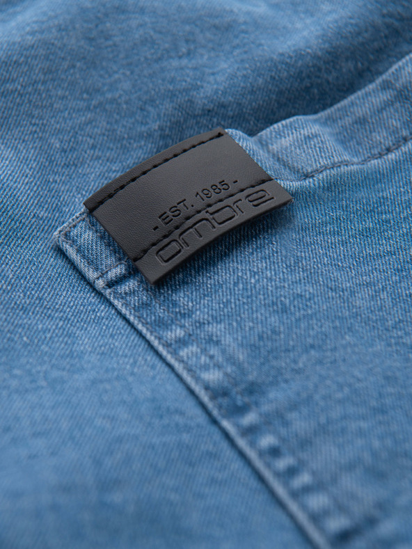 Ombre Clothing Pantaloni scurți din denim bărbătești cu tiv răsfrânt - albastru deschis