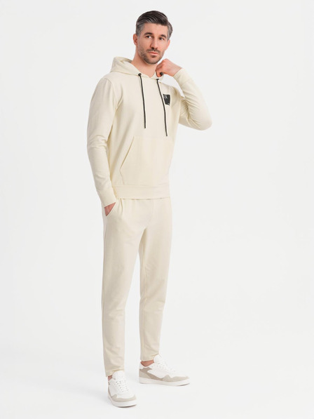 Ombre Clothing Set hanorac cu glugă + pantaloni de trening - crem