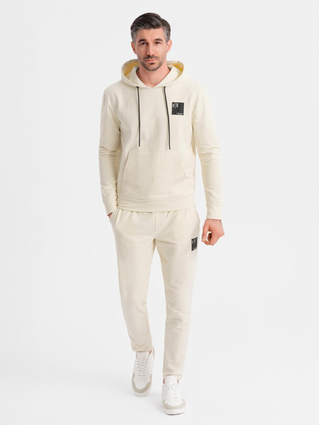 Ombre Clothing Set hanorac cu glugă + pantaloni de trening - crem
