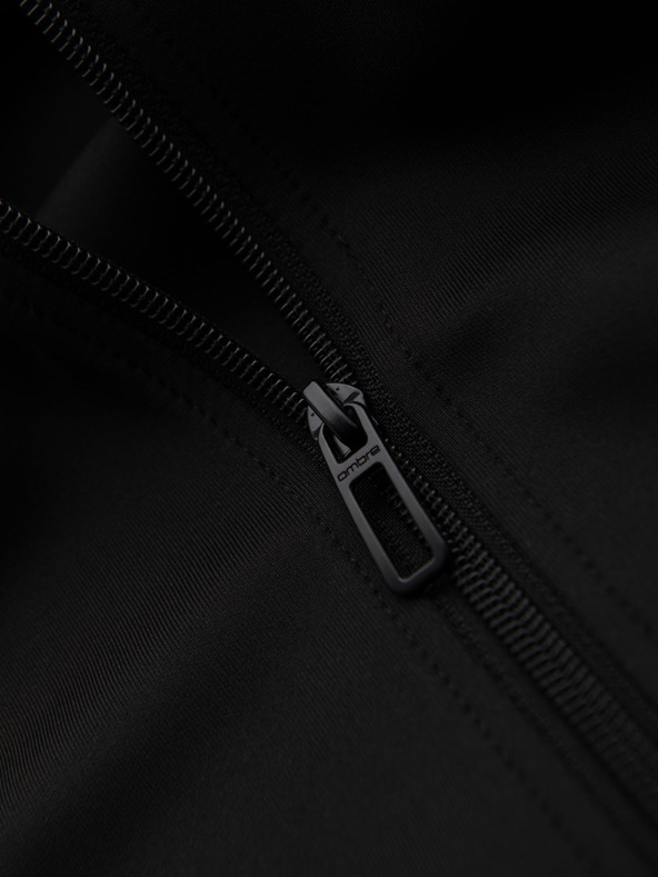 Ombre Clothing Hanorac bărbătesc cu fermoar, glugă și margine - negru