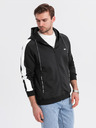 Ombre Clothing Hanorac bărbătesc cu fermoar, glugă și margine - negru