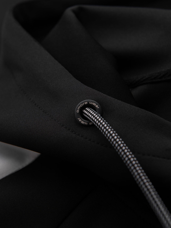 Ombre Clothing Hanorac bărbătesc cu fermoar, glugă și margine - negru