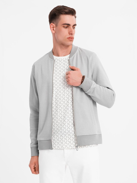 Ombre Clothing Geacă bomber tricotată bărbătească - gri