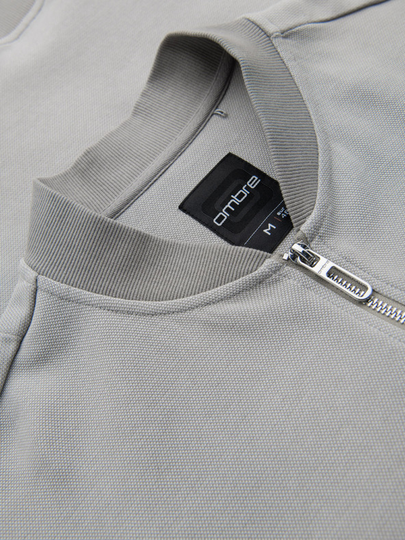 Ombre Clothing Geacă bomber tricotată bărbătească - gri