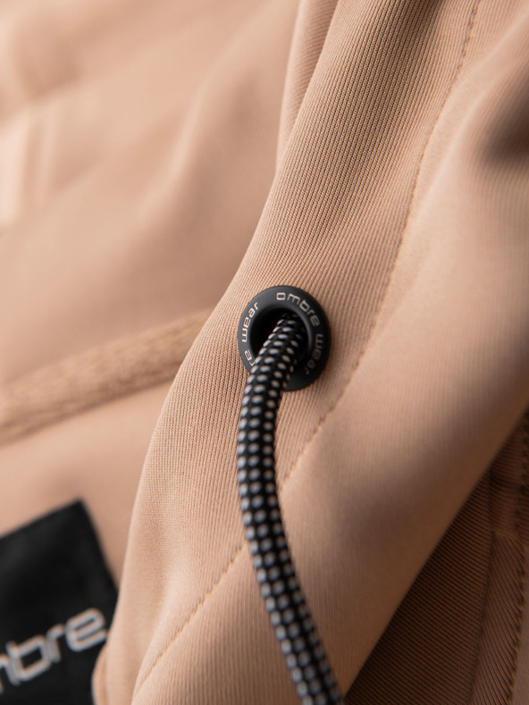 Ombre Clothing Hanorac bărbătesc cu fermoar și glugă cu margine - bej