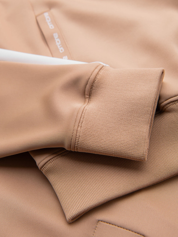 Ombre Clothing Hanorac bărbătesc cu fermoar și glugă cu margine - bej