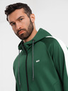 Ombre Clothing Hanorac bărbătesc cu fermoar și glugă cu margine - verde închis