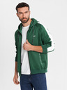 Ombre Clothing Hanorac bărbătesc cu fermoar și glugă cu margine - verde închis