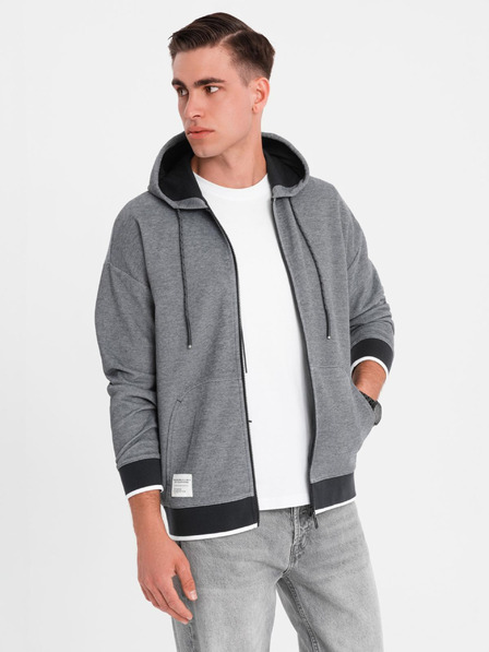 Ombre Clothing Hanorac bărbătesc cu structură moale și glugă - negru