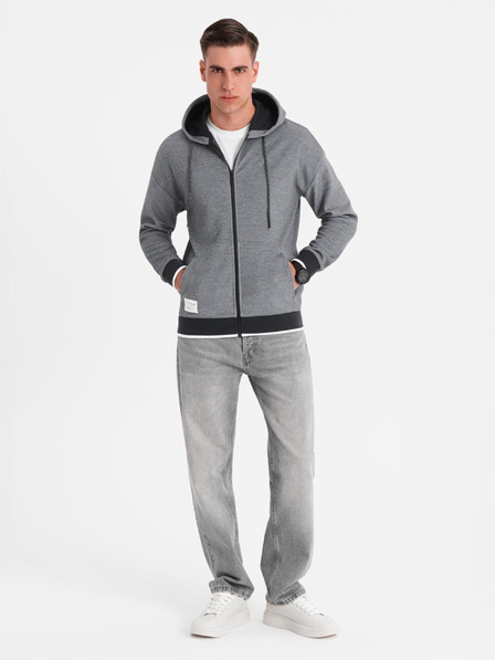 Ombre Clothing Hanorac bărbătesc cu structură moale și glugă - negru